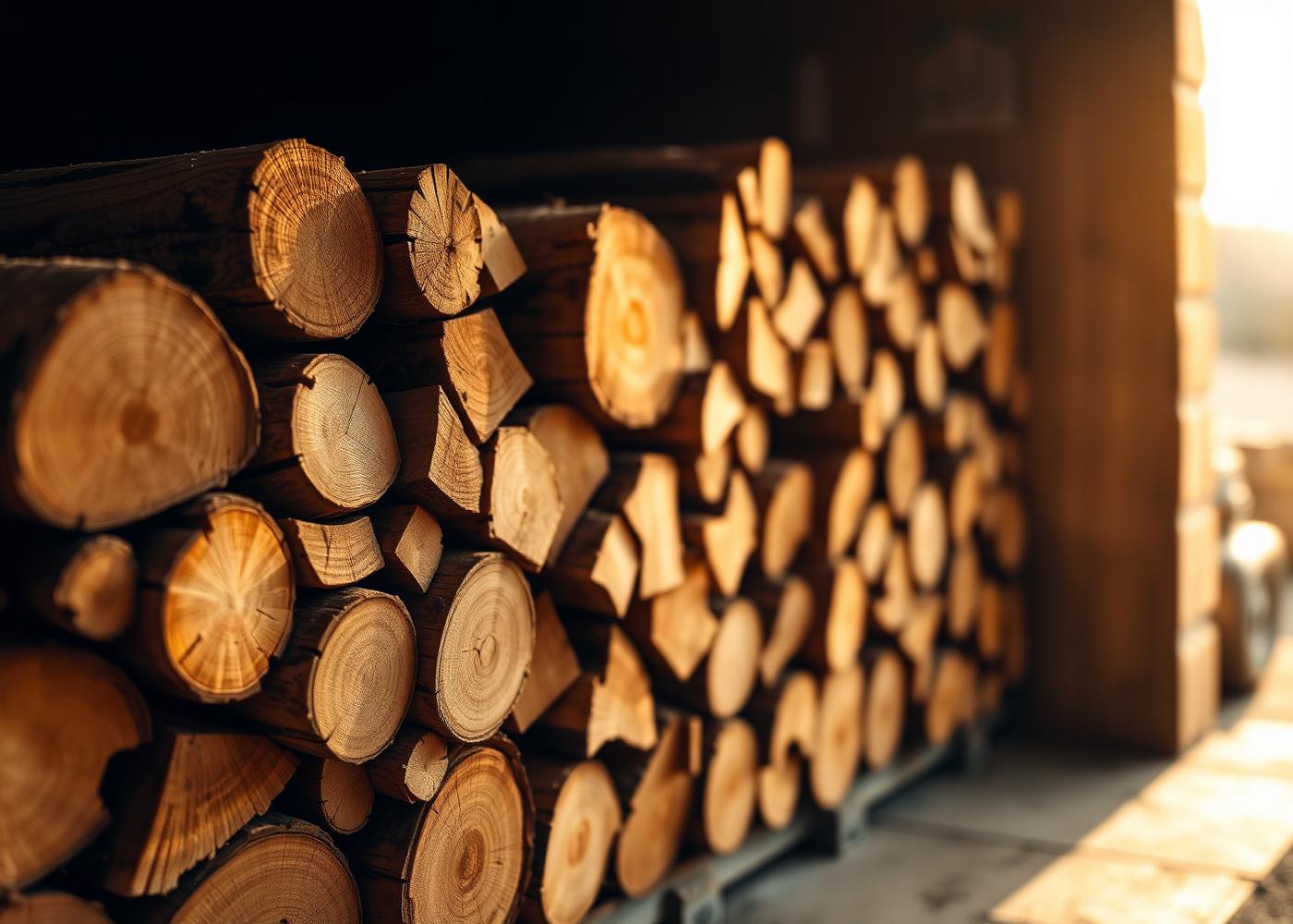 Stacked seasoned hardwood firewood